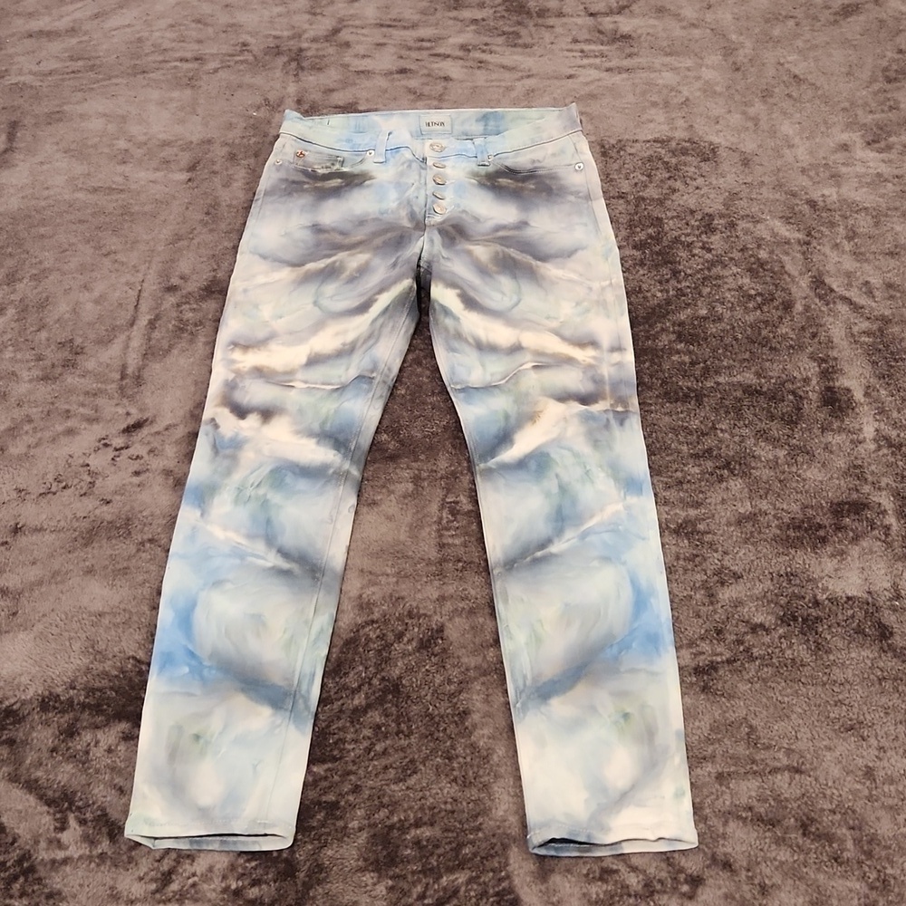 High waist, button fly tie dye Hudson skinny jeans size 29!